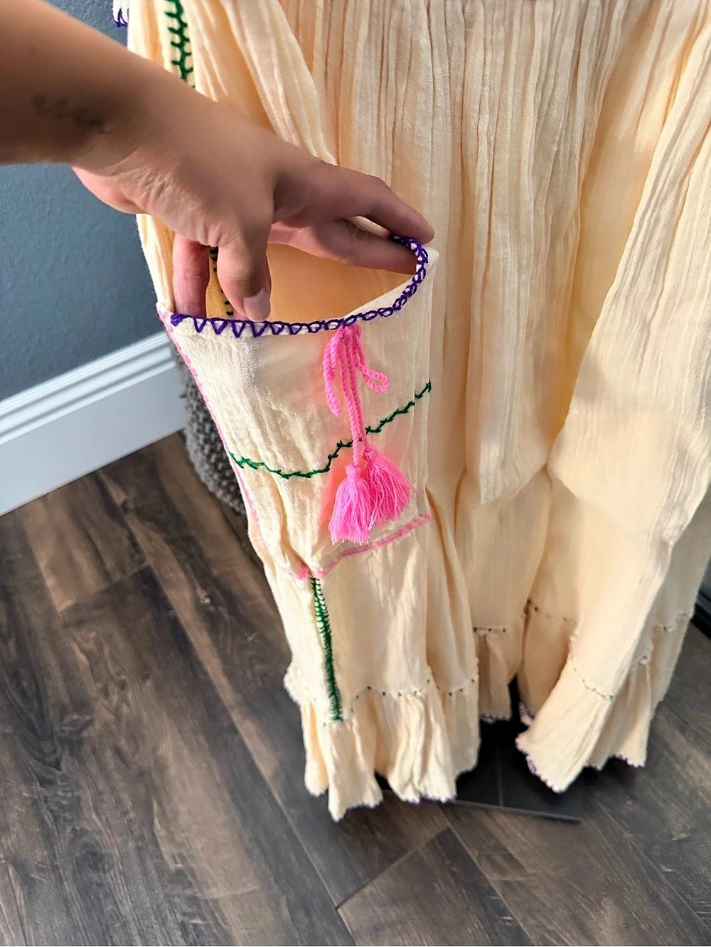 Free People Island Time Embroidered Skirt Set in Size Large - Picture 9 of 10